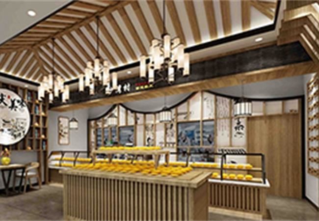 中式糕點店面裝修設(shè)計效果圖，尋古探味懷抱初心