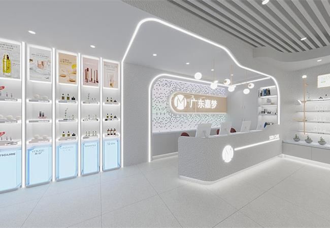 化妝品店裝修效果圖，看合肥裝修公司如何低成本裝修化妝品店？